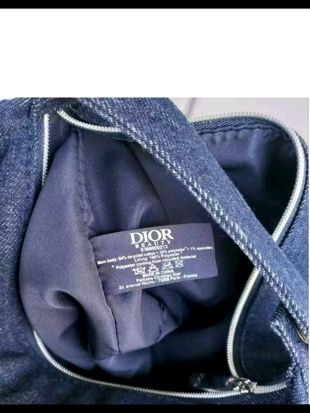 Dior Navy Blue Denim Logo Cosmetic Bag With Handle - Picture 6 of 6
